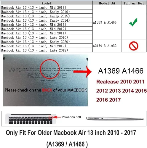 Miniatura 2 de RUBAN Funda compatible con MacBook Air de 13 pulgadas (modelos: A1369 y A1466, versión anterior 2010-2017), cubierta protectora delgada a presión