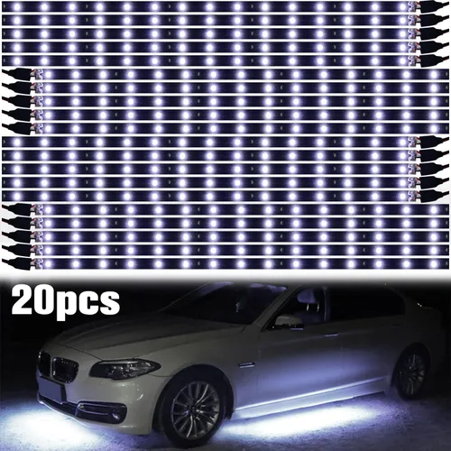 Miniatura 10 de Tira de 15 luces LED de 12 V, de 30 cm, resistente al agua, flexible para parte inferior de faros de auto, azul, 20
