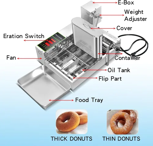 Miniatura 5 de Kolice 4 filas comerciales que hacen la máquina de donas/fabricante de donas/freír Donut Makchine/máquina para hacer rosquillas/Máquina