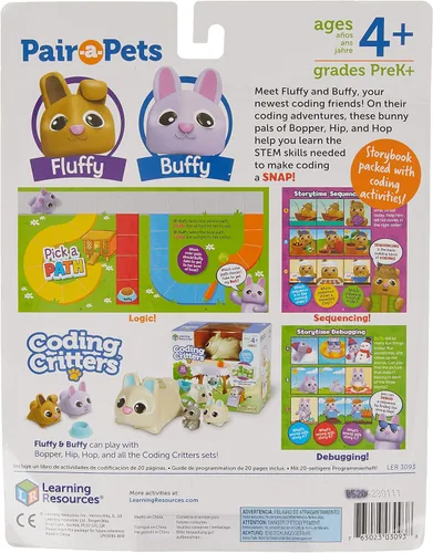 Miniatura 2 de Learning Resources Coding Critters Pair a Pets Bunnies Fluffy & Buffy, juguete de codificación temprana sin pantalla para niños, juguete interactivo