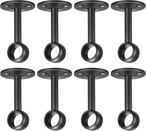 uxcell Soportes para barra de cortina, soporte de palanca de tubo de acero inoxidable de 0.65 pulgadas, soporte para soportes de techo, color negro,