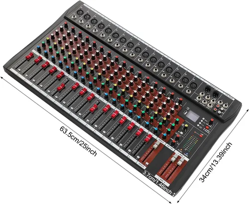 Miniatura 2 de Mezclador de audio de 16 canales, consola de mezcla de tablero de sonido, mezclador de sonido DJ con USB y Bluetooth, mezclador de audio de estudio