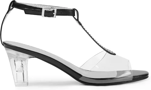 Miniatura 2 de ANN CREEK Sandalias de tacón transparente con correa en T para mujer, Oro