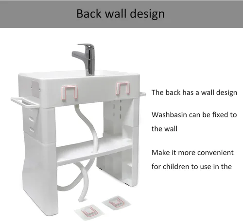 Miniatura 4 de HongK - Aprendizaje temprano de plástico lavabo de lavado para niños niños bebé bebé niño pequeño simulación toalla estante lavado cuidado de manos