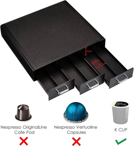 Miniatura 5 de Amazon Basics Cajón de almacenamiento de cápsulas de café para cápsulas K-Cup, capacidad de 36 cápsulas, color negro
