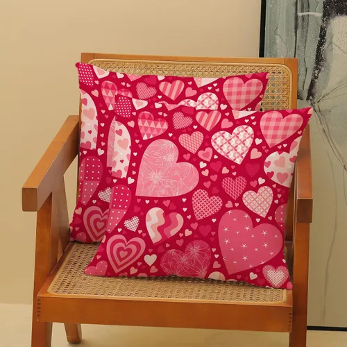 Miniatura 2 de AEIOAE - Juego de 2 fundas de almohada de San Valentín, de 16 x 16 pulgadas, rojo, con diseño de corazón de amor, fundas de almohada decorativas