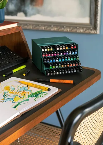 Miniatura 3 de Faber-Castell Art & Graphic Pitt Artist Pen Brush India Ink Pen, multicolor, caja de estudio de 60 unidades, para arte, manualidades, dibujo