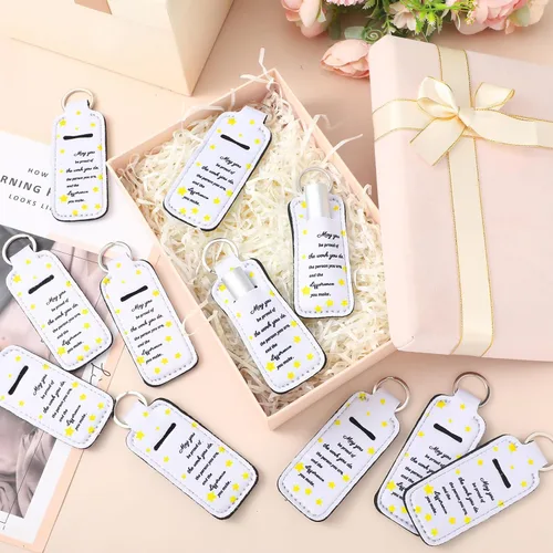 Miniatura 4 de Ctosree 40 unidades de llavero para lápiz labial a granel, soporte para bálsamo labial con palabras inspiradoras «May You Be Proud», bolsa de brillo