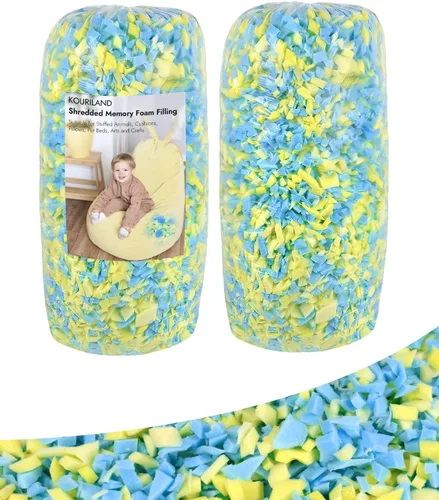 Miniatura 21 de Relleno de puf de 5 libras, repuesto de espuma viscoelástica triturada con gel de enfriamiento, relleno de espuma suave y de alta resistencia