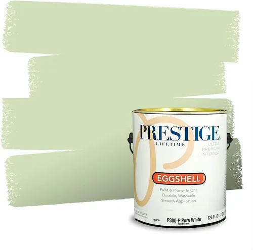 Miniatura 188 de Prestige Paints - Pintura exterior e imprimación en uno, 1 galón, plano, compatibilidad comparable con el color menta «Whipped Mint» de Behr