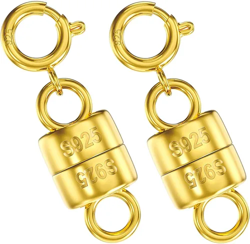 Miniatura 11 de OHINGLT cierres y broches magnéticos para collares de plata de ley 925, convertidor de cierre magnético de oro y plata para suministros de 4 piezas