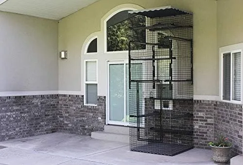 Miniatura 2 de 48" X 48" X 144" Black Outdoor Catio Enclosure Cat House