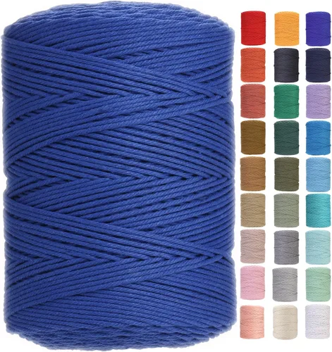 Miniatura 30 de Cuerda de macramé 4 mm x 328 yardas Natural Cuerda de algodón para macramé Cuerda de macramé colorida Cordón de algodón suave Suministros de macramé