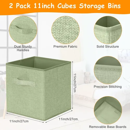 Miniatura 3 de Paquete de 3 Cajas Grandes de Almacenamiento de Juguetes de 23" con Cubos Contenedores de 11", Organizador de Juguetes Plegable con Tapas para Verde