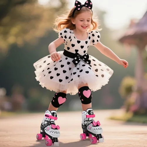 Miniatura 5 de Patines de ruedas para niñas con lunares, color blanco, S