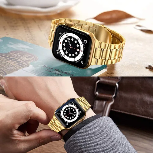 Miniatura 5 de MioHHR - Correa de acero inoxidable sólida compatible con Apple Watch de 1.5 pulgadas (Series 3/2/1) 1.6 pulgadas (Series SE/6/5/4) 1.61 pulgadas