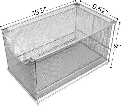 Miniatura 3 de Sorbus gavetas organizadoras de almacenamiento de malla plateada con gavetas extraíbles, ideal para cubierta, gabinete, despensa, para colocar bajo