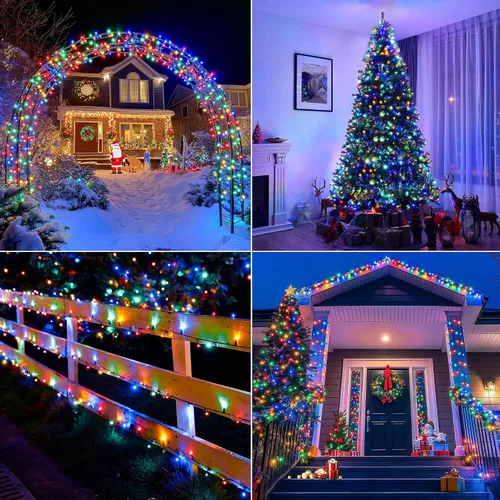 Miniatura 2 de 300 luces LED de Navidad de 98 pies para exteriores, luces multicolor para árbol de Navidad enchufables, 8 modos de luz parpadeante para dormitorio