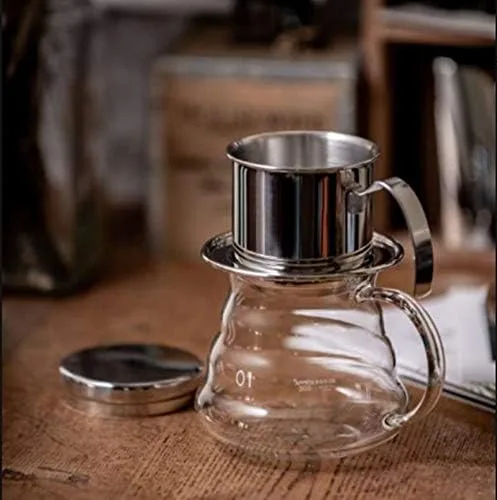 Miniatura 8 de Cafetera, cafetera vietnamita de acero inoxidable, cafetera de goteo de una sola taza, portátil para el hogar, cocina, oficina, uso al aire libre