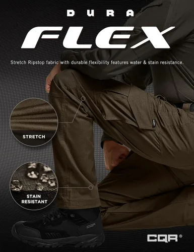 Miniatura 5 de CQR Men's Flex Ripstop Tactical Pants, Water Resistant Stretch Cargo Pants, Lightweight EDC Hiking Work Pants