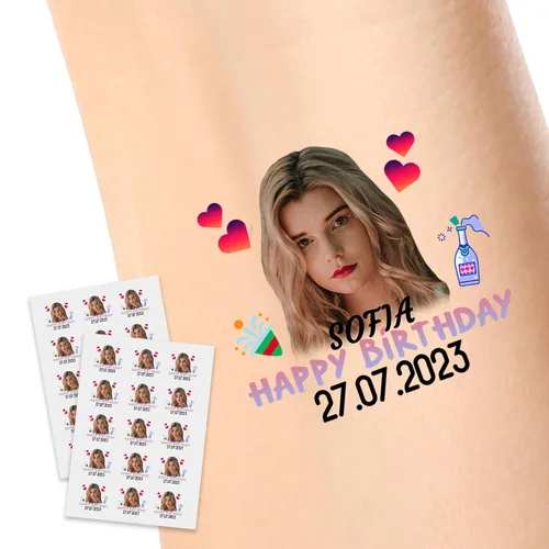Miniatura 18 de Calcomanías de tatuajes temporales personalizadas, personaliza el tatuaje con nombre y foto de tu amor para fiestas de cumpleaños, Halloween