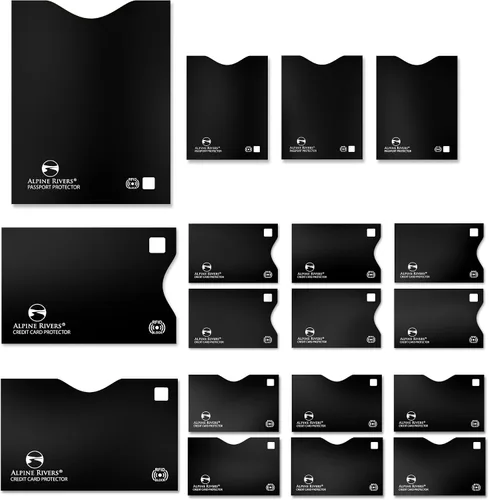 Miniatura 7 de 18 fundas de bloqueo RFID (14 soportes para tarjetas de crédito y 4 protectores para pasaportes) conjunto de protección premium contra robo