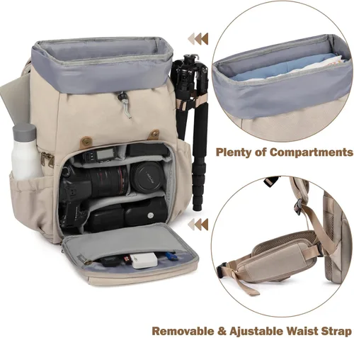 Miniatura 2 de BAGSMART Mochila para cámara, bolsa para cámara DSLR, mochila impermeable para fotógrafos, compatible con laptop de hasta 15 pulgadas con cubierta