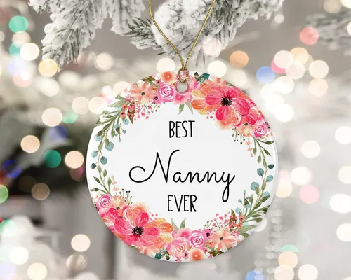 Miniatura 2 de Adorno de Navidad de flor de niñera, adorno de Navidad para niñera de hijo, hija, regalos de nana, adorno de Navidad impreso en ambos lados