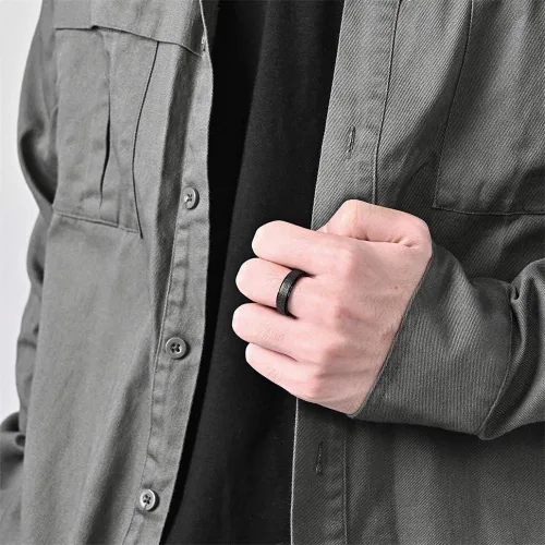 Miniatura 4 de WLPCIV Anillo de ansiedad para mujeres y hombres, anillo giratorio de acero inoxidable, anillos de arena con acabado con purpurina para aliviar