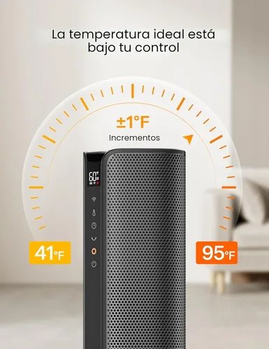 Miniatura 7 de PELONIS Calentador de espacio para habitación grande, calentadores eléctricos inteligentes de 30 pulgadas con termostato, aplicación y control