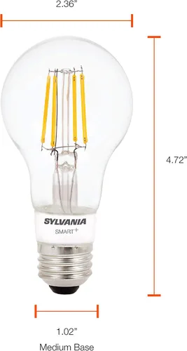 Miniatura 6 de Sylvania Smart+ Bluetooth - Bombilla LED A19 de filamento transparente, color blanco suave, compatible con Alexa, Apple HomeKit y Google Assistant