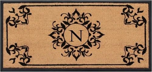 Miniatura 55 de A1HC - Tapete de puerta con monograma de fibra de coco natural para puerta delantera, 24 x 48, felpudo duradero tratado anti-desprendimiento