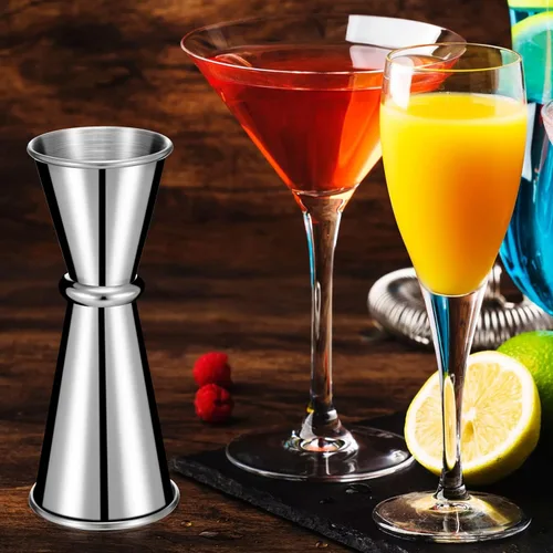 Miniatura 5 de Jigger de 9 piezas para cóctel de bartending de 2 onzas, 1 oz, taza medidora de vidrio de acero inoxidable 304, vaso de medición de tiro doble