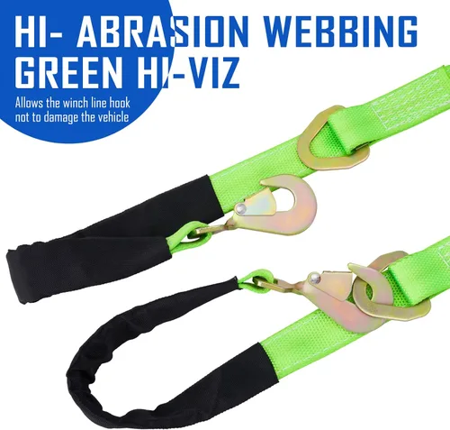 Miniatura 3 de Correa de Brida en V de 2" x 4' con Ganchos a Presión/Funda Cordura y Correa de Eje, Anillo en D en el Medio, Correas de Remolque de Servicio Pesado