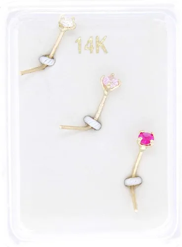 Miniatura 7 de Lavari - Juego de anillos para nariz de circonio cúbico de oro de 14 quilates, 0.079in, color blanco y rosa