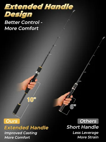 Miniatura 3 de Jenseits Travel Fishing Rod, Telescopic & 4-Piece Portable 24T Carbon Fiber Rod, Stainless Steel Guides w/Ceramic Inserts, Fast Action, Medium to