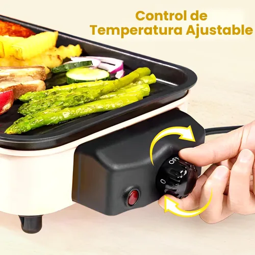 Miniatura 4 de YOHAWJAN - Parrilla eléctrica para interiores de 1500 W, 2 en 1, sin humo, con parrilla extraíble antiadherente y placa de plancha, control