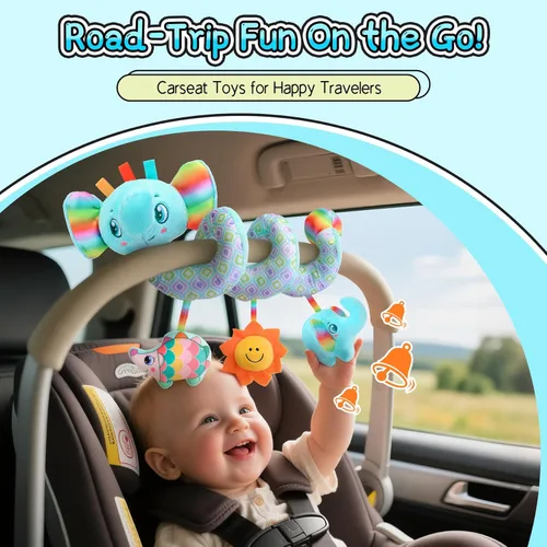 Miniatura 2 de Juguetes de asiento de coche en espiral para bebés, 0-6 meses, asiento de automóvil, juguetes sensoriales colgantes para cochecito, accesorios