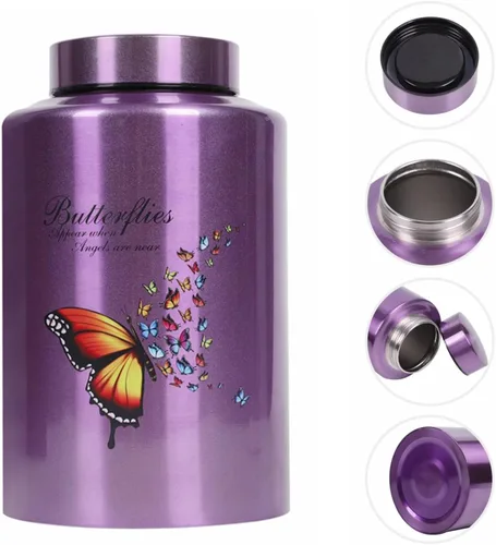 Miniatura 2 de Urnas para cenizas humanas adultas y mujeres de hasta 220 libras, urna de mariposa morada para cenizas de mamá con bolsa de terciopelo, urnas