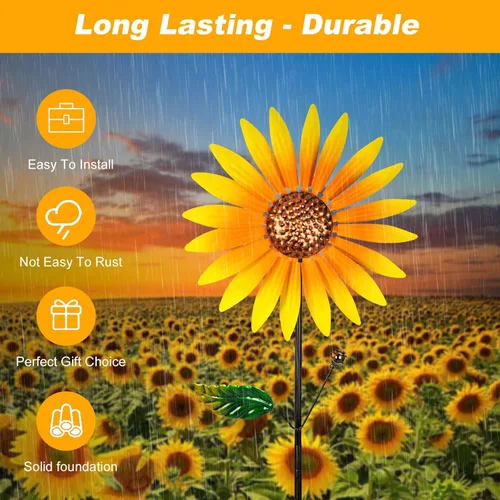 Miniatura 5 de 2 paquetes de giradores de viento para exteriores, decoración de girasol girador de viento para patio, molinetes, giradores de viento para patio