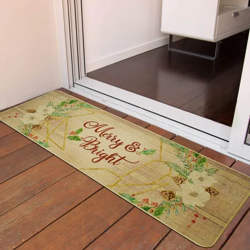 Miniatura 4 de E-view Tapete de Navidad decorativo para interiores y exteriores, de goma, para puerta delantera, felpudos de bienvenida de invierno para porche
