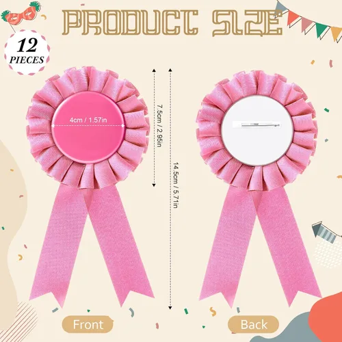 Miniatura 2 de 12 Piezas de Cintas de Premio en Blanco, Premio de 1er Lugar, Medalla Roseta, Ganador, Reconocimiento de Victoria, Cinta de Participación para Rosa