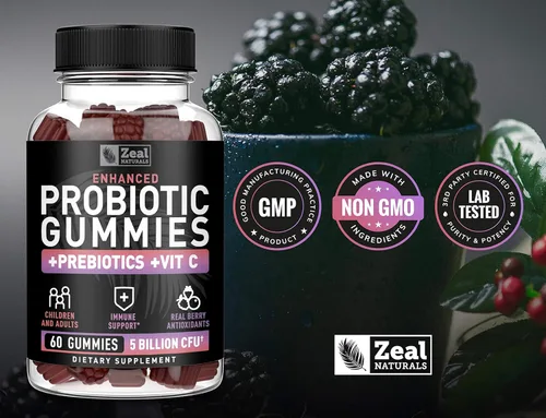 Miniatura 5 de Gomitas probióticas para adultos y niños (60 unidades 5 mil millones de UFC) con antioxidantes de bayas orgánicas y vitamina C para apoyo