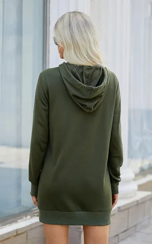 Miniatura 4 de PRETTYGARDEN Sudadera con capucha para mujer, de otoño, a la moda, con cordón, ligera, manga larga, sin botones, vestido con capucha