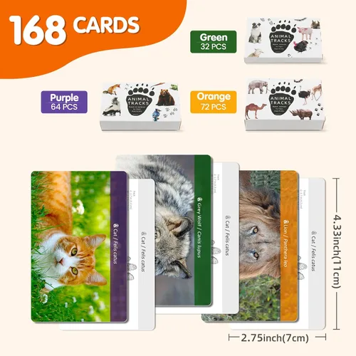 Miniatura 3 de MEROCO Juego de cartas de pistas de animales de safari, juegos de animales de granja, juego de pistas de animales, juguetes educativos