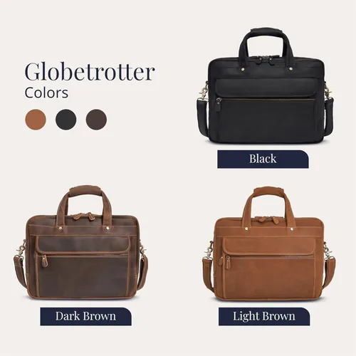 Miniatura 7 de Luxorro Maletín de cuero de grano completo para hombre, opción preferida de regalos para hombres, bolso de cuero artesanal para laptop con múltiples