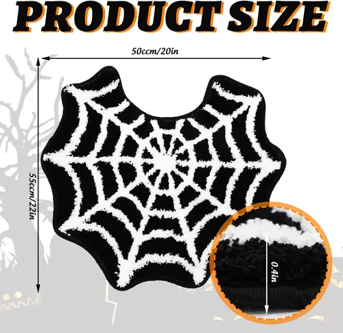 Miniatura 2 de FYSUIMU Alfombra de baño de telaraña negra para Halloween, alfombra de inodoro suave en forma de U, antideslizante, lavable, para el hogar, hotel