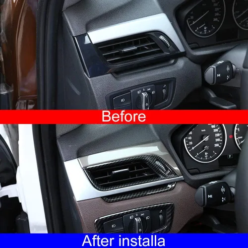 Miniatura 2 de YIWANG Cubierta de ventilación de aire acondicionado lateral cromada ABS estilo fibra de carbono 4 piezas para BMW X1 F48 2016-2019, para BMW X2 F47
