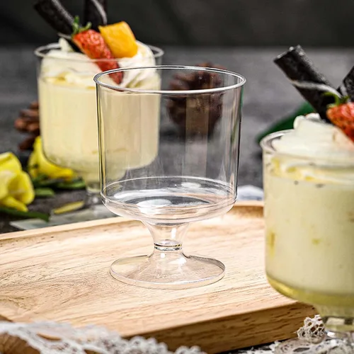 Miniatura 3 de DI QIU REN 120 Piezas Vasos de Postre de 5oz con Cuchara Dorada, Vaso de Plástico Transparente para Postre Parfait Aperitivo Pudín, Copas Redondas