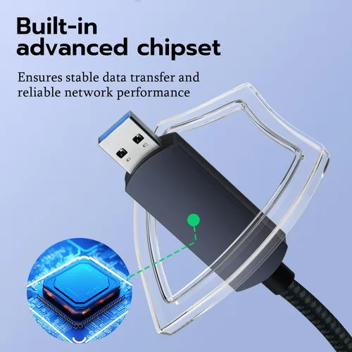 Miniatura 7 de Mcbazel Cable USB a Ethernet de 6.6 pies, USB 3.0 A a RJ45 macho de nailon, red LAN Gigabit conectada directamente, compatible con laptop, PC